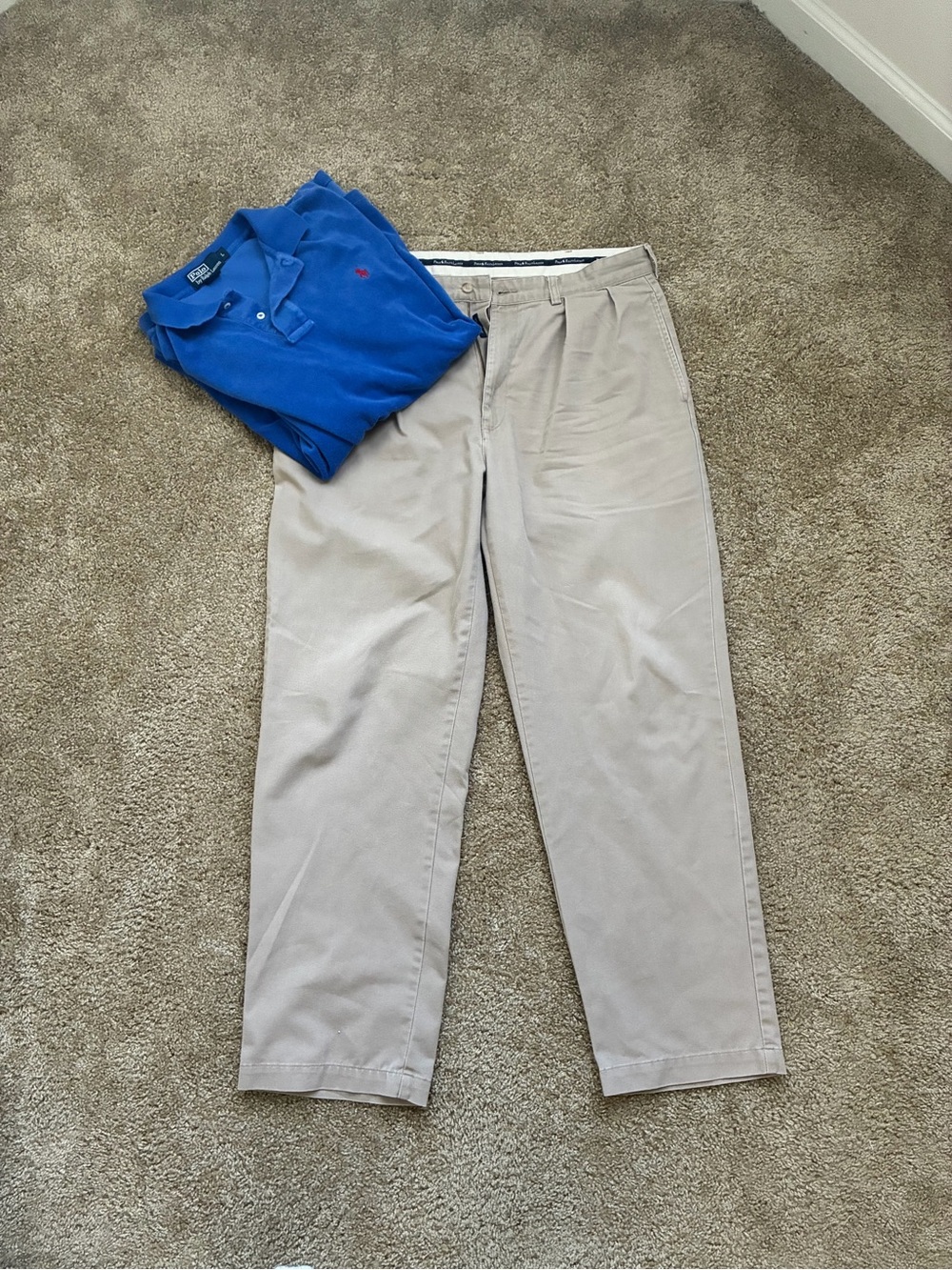 90s Vintage Polo Ralph Lauren “Andrew Pant” Pleated Chino Khaki Trousers 36x32